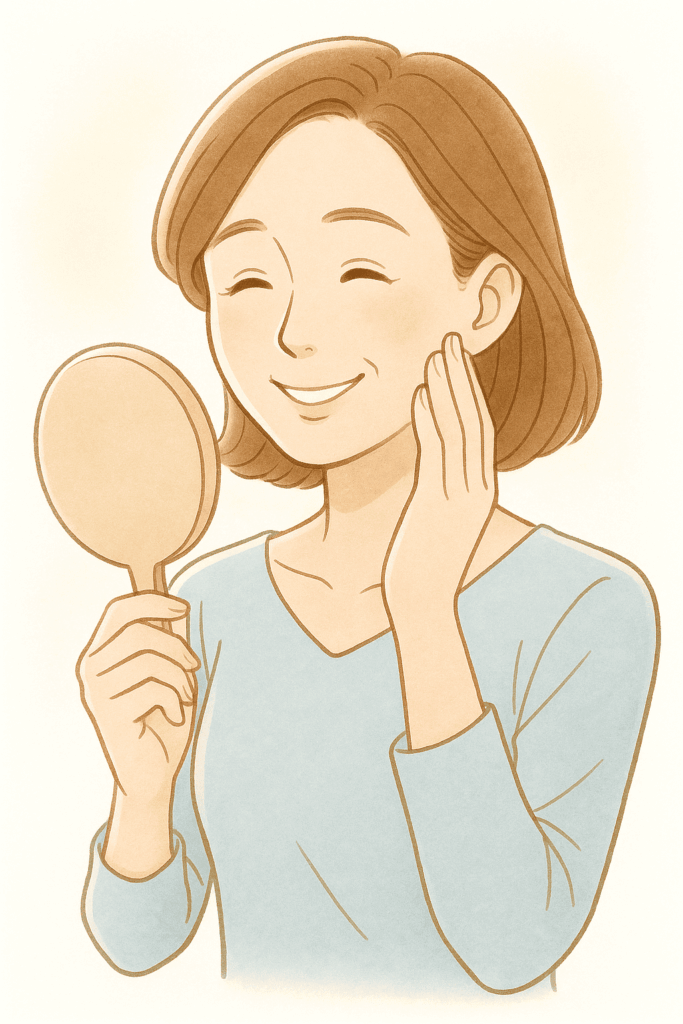 鏡を見ている女性